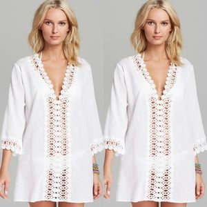 Flint & Moss Adorable White Crochet Tunic Cover Up
